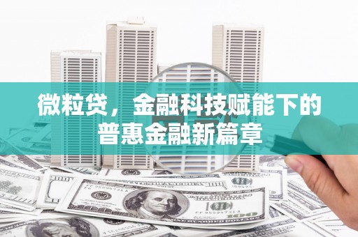 皇姑微粒贷，金融科技赋能下的普惠金融新篇章