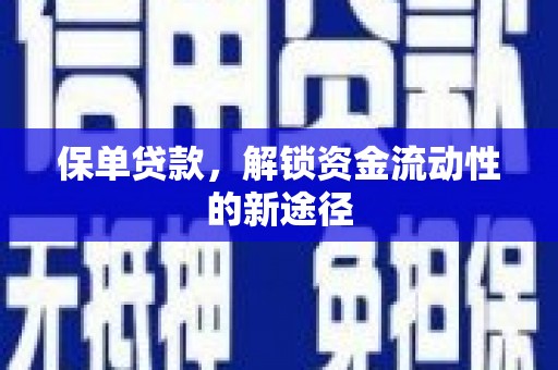 皇姑保单贷款，解锁资金流动性的新途径