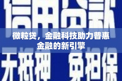 皇姑微粒贷，金融科技助力普惠金融的新引擎