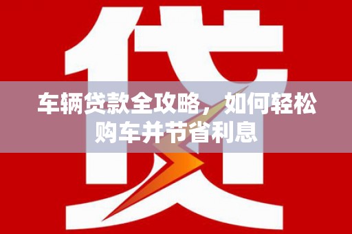 皇姑车辆贷款全攻略，如何轻松购车并节省利息