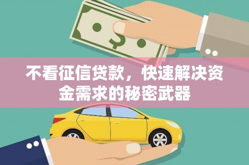 皇姑不看征信贷款，快速解决资金需求的秘密武器