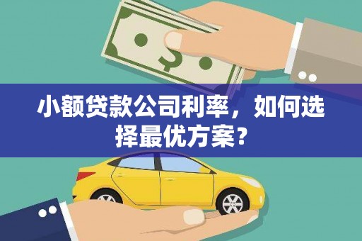 皇姑小额贷款公司利率，如何选择最优方案？
